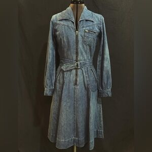 Vintage Long Sleeve Denim Dress